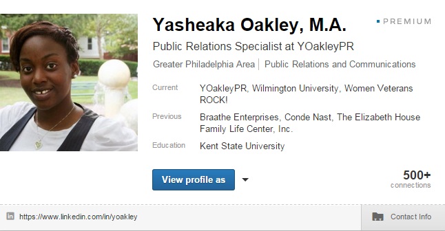 Yasheaka Oakley LinkedIn Profile